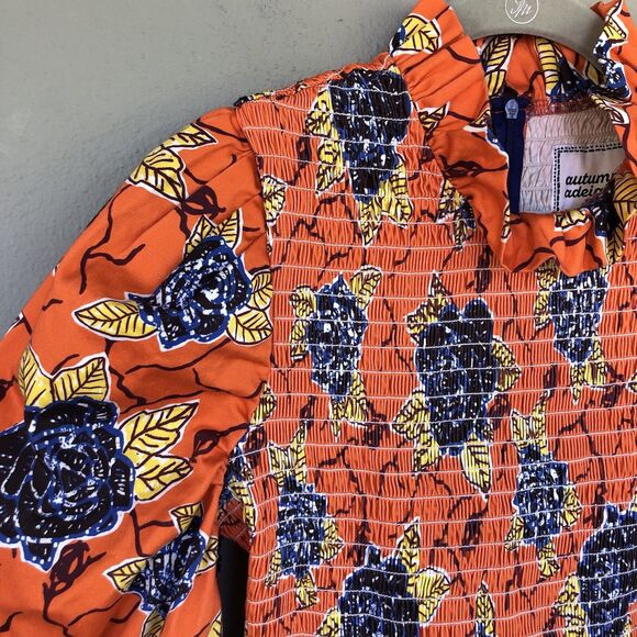 Autumn Adeigbo Dress Women 4 Smocked Floral Puff Sleeve Ruffle Boho Cottage Core - Picture 4 of 16